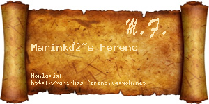 Marinkás Ferenc névjegykártya